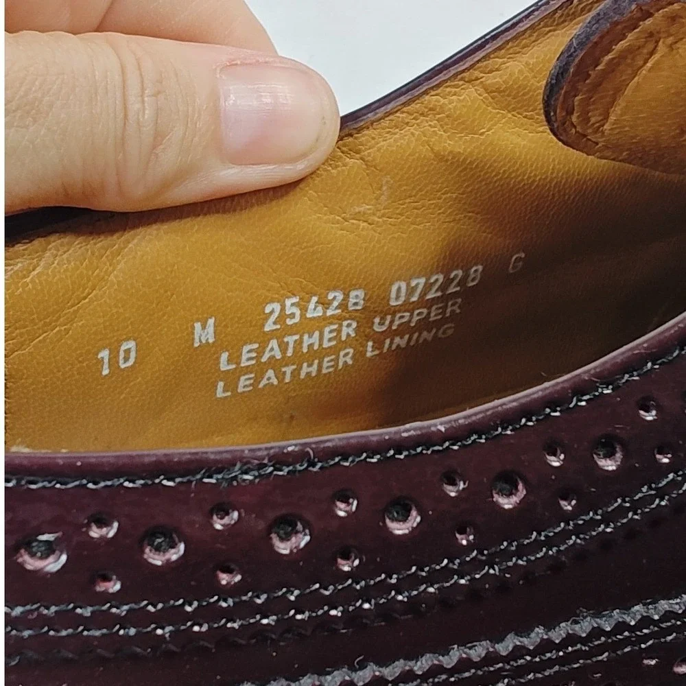 Bostonian Luxe Longwing Blucher Burgundy Leather Wingtip Oxfords Brogue Shoes 10